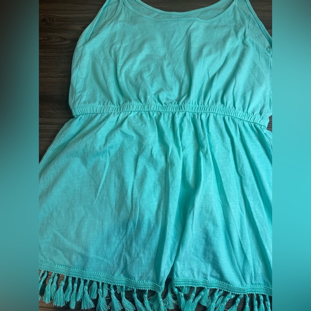 Victoria’s Secret Teal Tassel Hem Tank Top Women’s Medium Boho Flowy Cami - Picture 10 of 12